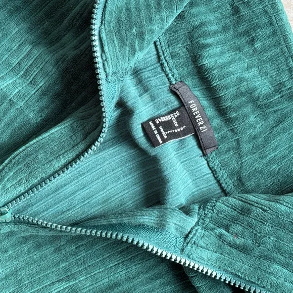 Forever 21 Teal Corduroy Zip-Up - Picture 3 of 3
